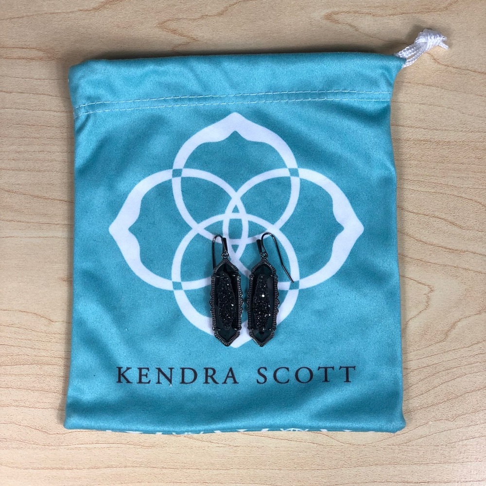 Kendra Scott, Fran gunmetal & black drusy earrings